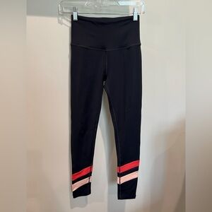 Barry’s Fit Black Leggings with Colorful/Colorblock Stripes Size Small